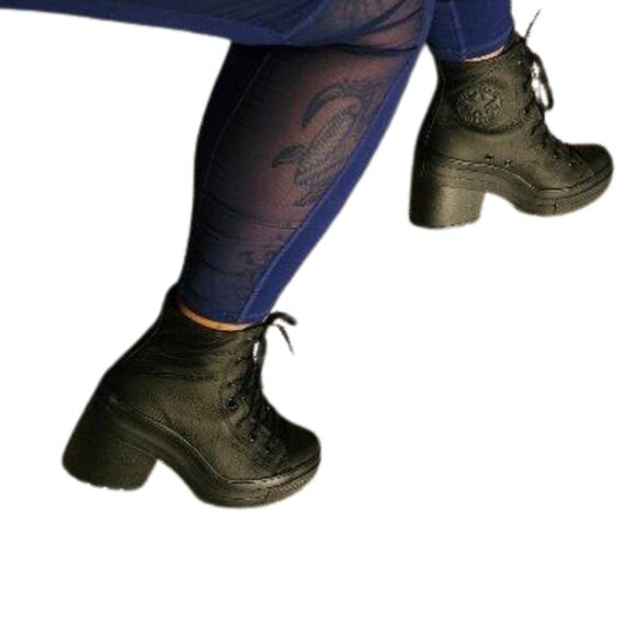 CONVERSE Chuck 70 De Luxe Leather Chunky Heel Lace Up Sneaker Boots Womens 6.5 - Picture 11 of 11